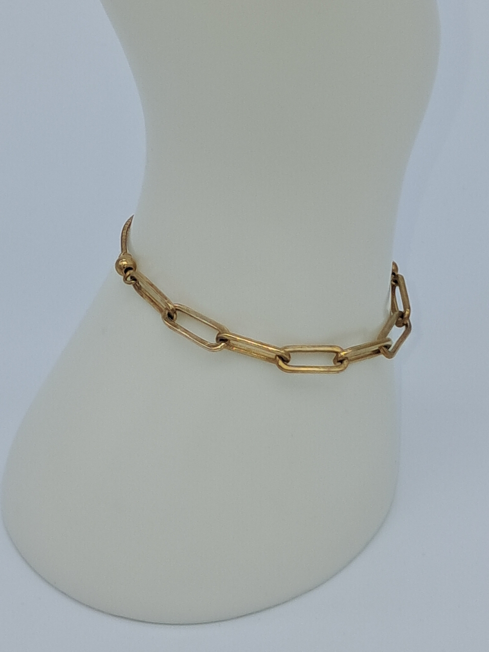 Gold-Tone S925 Adjustable Box & Paperclip Chain Bracelet - Picture 7 of 8